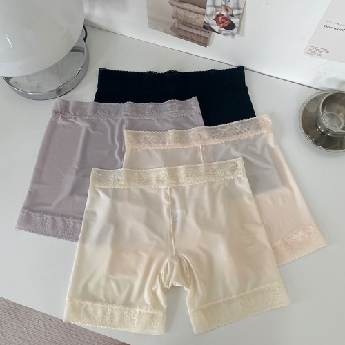 Ice Silk Safety Pants Women's Summer Ultra-Thin Underwear Seamless Nude Sensation Comfort Lace Edge Two-in-One Underwear Boxer 