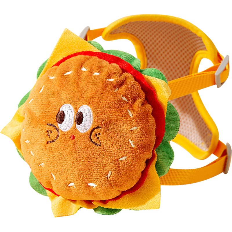 Mascota Linda hamburguesa papas fritas mochila Correa gato chaleco perro correa de pecho perro para caminar suministros de cuerda