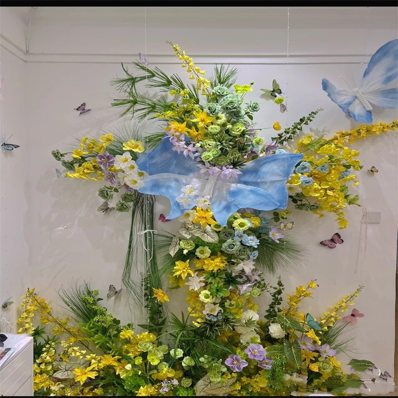 小红书同款莫奈花园ins仿真花材郁金香火焰百合千层金婚礼装饰