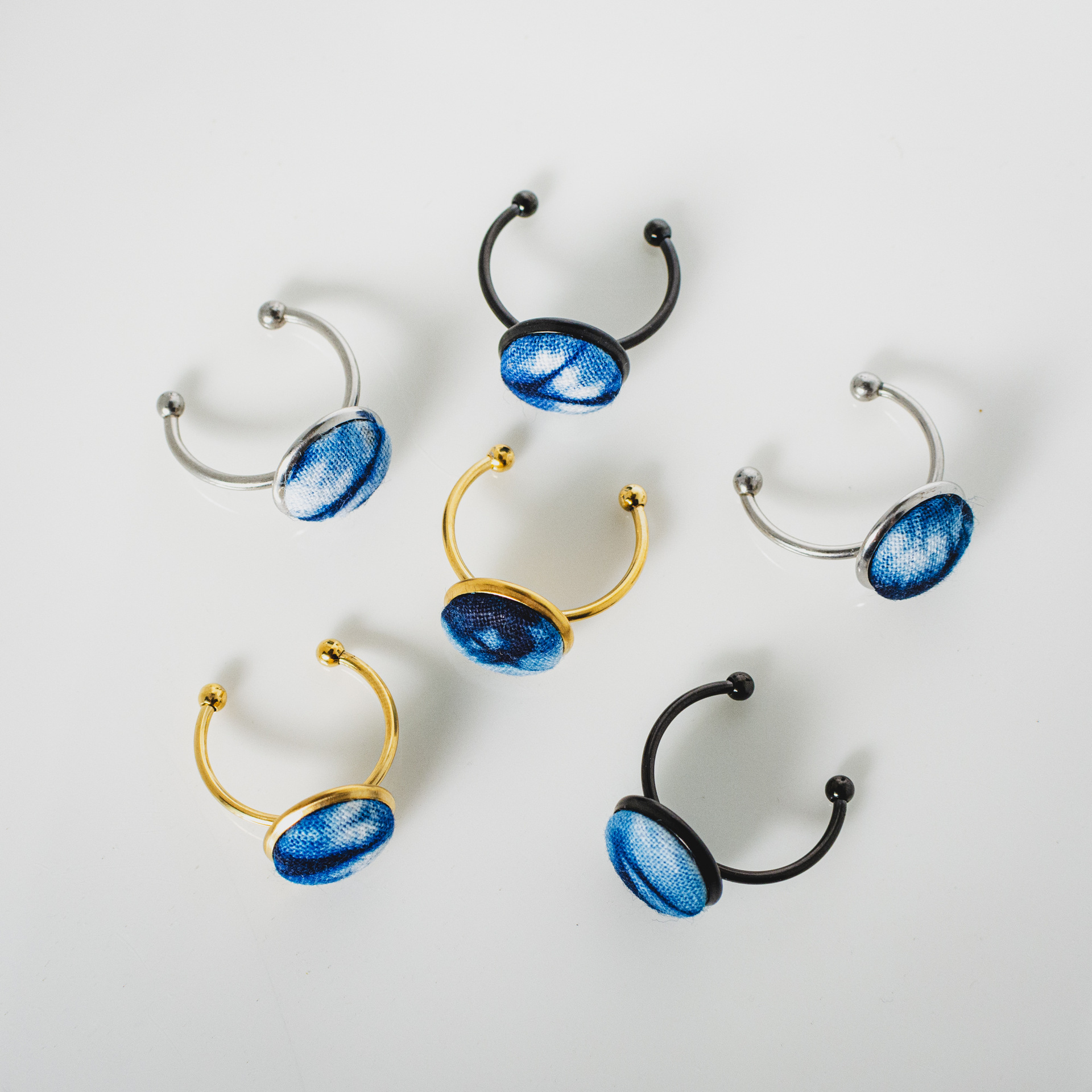 작은 신선한 블루 타이-염료 링 스테인레스 스틸 조정 간단한 커플의 학생 반지 맞춤형 보석