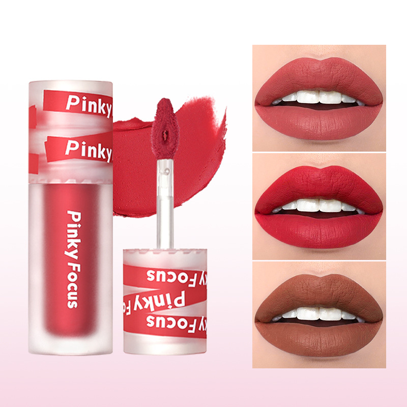Poudre à lèvres PINKYFOCUS Lip Mud Mist Matte 26 couleurs Rouge à lèvres velours rendu des couleurs durable Brillant à lèvres_voghion.com