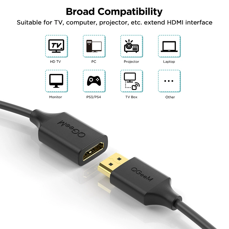 Кабель HDMI 2.0 высокого разрешения, адаптер HDMI 1.4, HDMI–HDMI 4K для телевизора/монитора/проектора