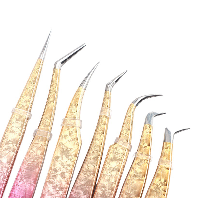 Spot Wholesale Eyelash Tweezers High-Density False Eyelash Grafting Eyelash Beauty Tools Stainless Steel Ice Flower Clip Anti-Slip