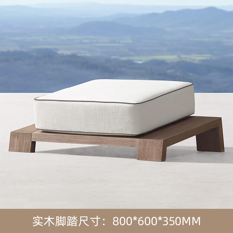 Sofá de teca al aire libre de alta gama, villa de patio, sofá de madera maciza al aire libre, mesa de centro, combinación de balcón de ocio, muebles de exterior