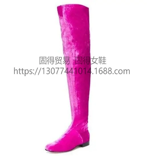 Трансграничная независимая станция в модном показе Плоские сапоги до колен ежедневная уличная съемка Длинные сапоги AliExpress