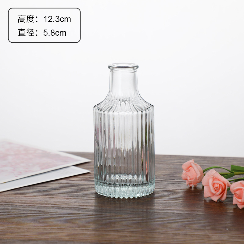 Jarrón clásico personalizado en relieve, vidrio transparente, adornos de escritorio para oficina, colgantes para dormitorio, mini decoración retro