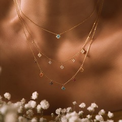 S925純銀幸運四葉花ミニネックレスブレスレットアクセサリーセット