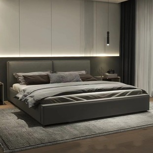 Designer Bean Curd Block Bed Modern Simple Leather Bed Light Luxury Internet Famous High-end Master Bedroom Atmospheric Double Soft Bed