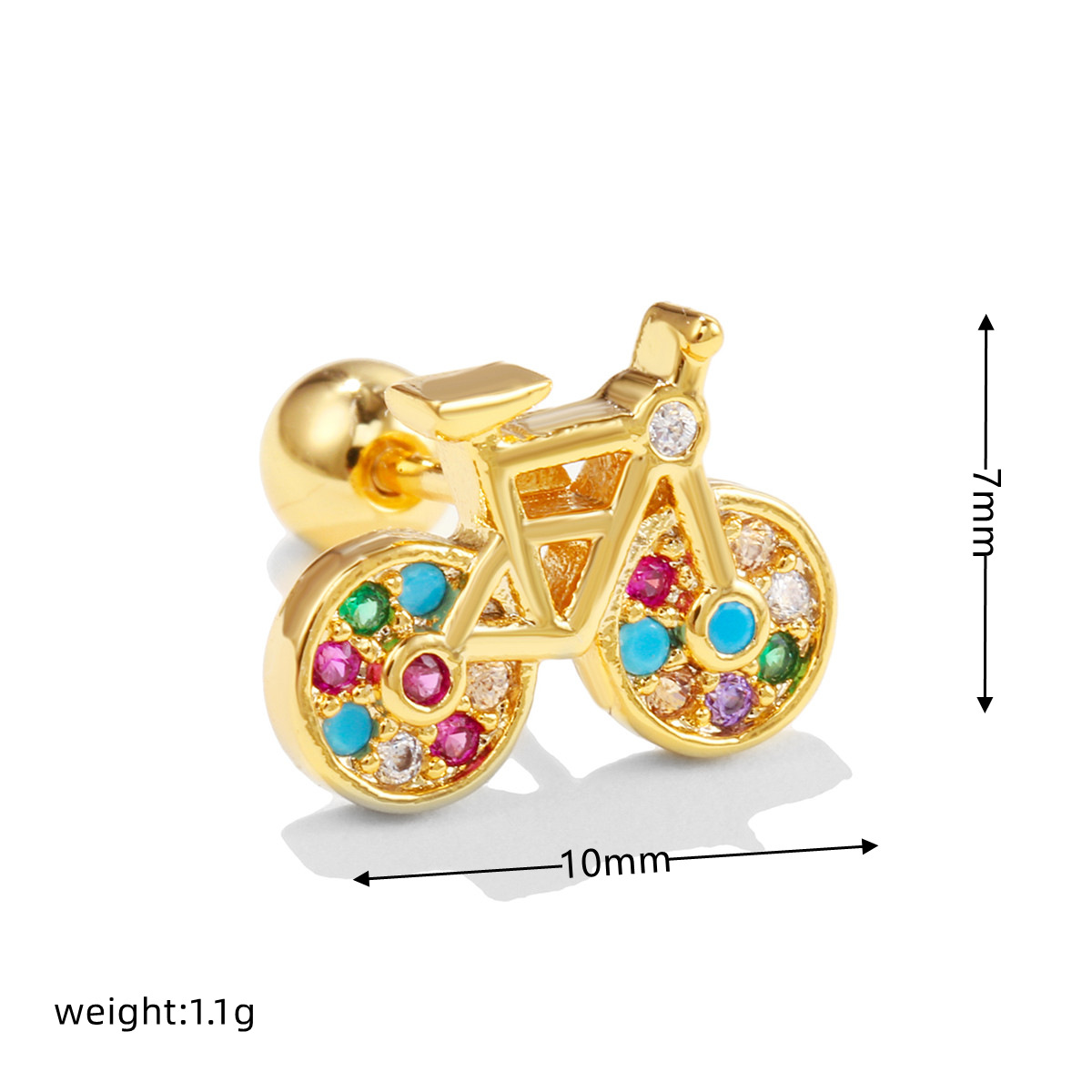 Lady Geometric Brass Inlay Zircon Ear Studs 1 Piece
