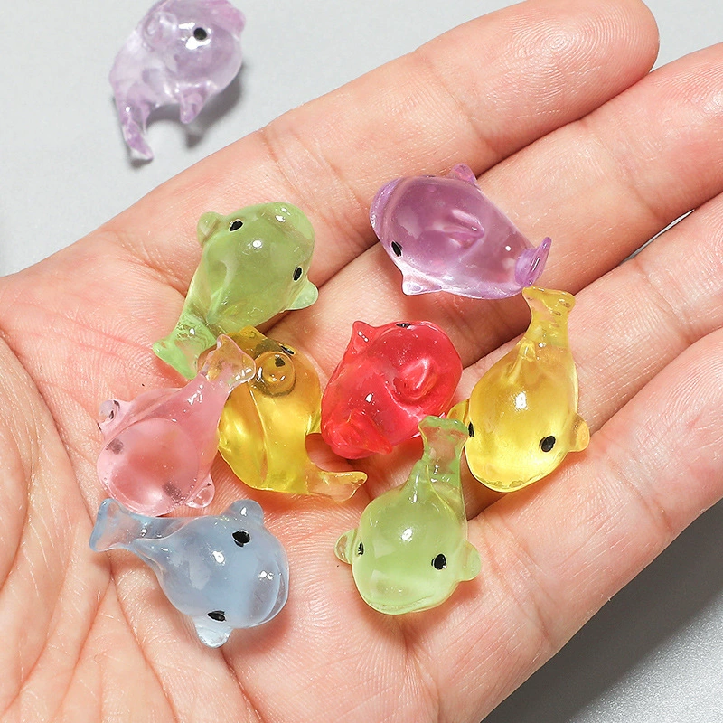 Светящиеся украшения из смолы в виде дельфинов, мультяшные милые светящиеся маленькие животные, микропейзаж, аквариум, декоративные материалы «сделай сам», аксессуары