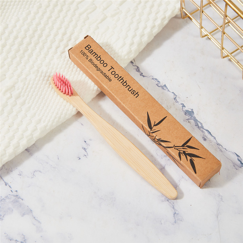 Cepillo de dientes de carbono de bambú para niños Papel Kraft en caja Arco Iris cepillo suave ultrafino cepillo de dientes de bambú de madera se puede configurar