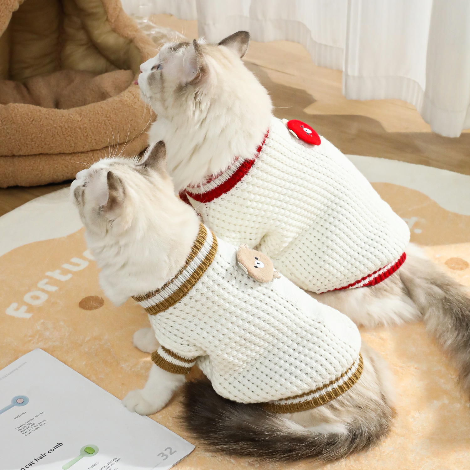 Z nueva ropa de gato acrílico dibujos animados suéter osos perros y gatos pequeños chaleco de punto cálido ropa de mascotas