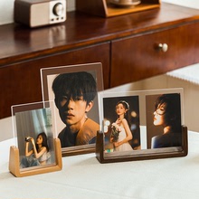 實木相框擺台洗照片亞克力透明做成相冊打印加高級感海馬體6六8寸