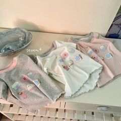 女の子カラーブロック漫画プリント甘いプリンセススタイル半袖 Tシャツ夏の新しいスタイルの子供服綿女の赤ちゃん