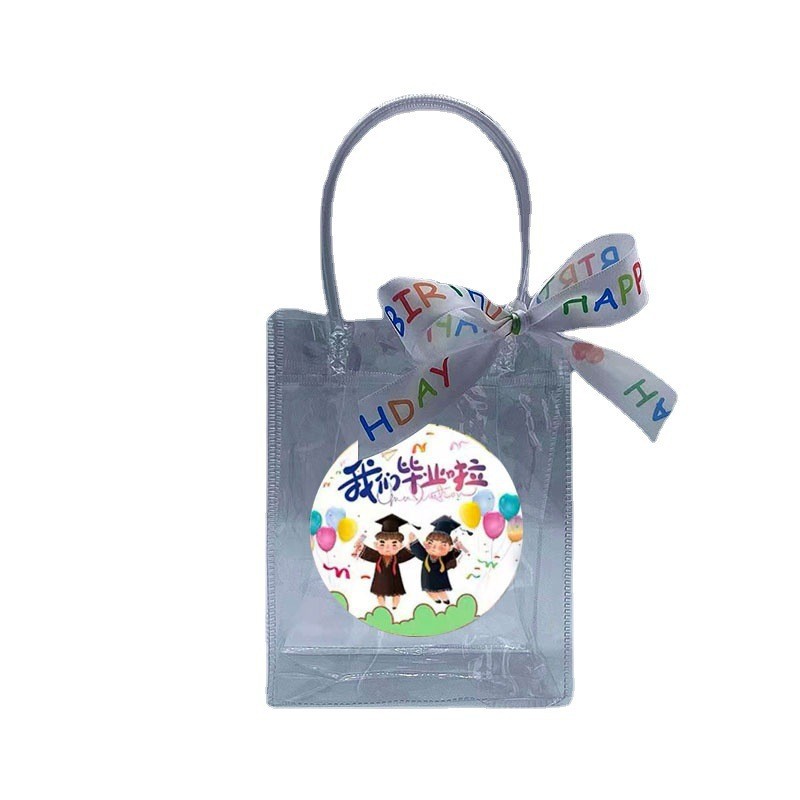 Venta al por mayor regalo de cumpleaños de Kindergarten graduación niños regalo de mano niños merienda bolsa de regalo bolso de PVC transparente