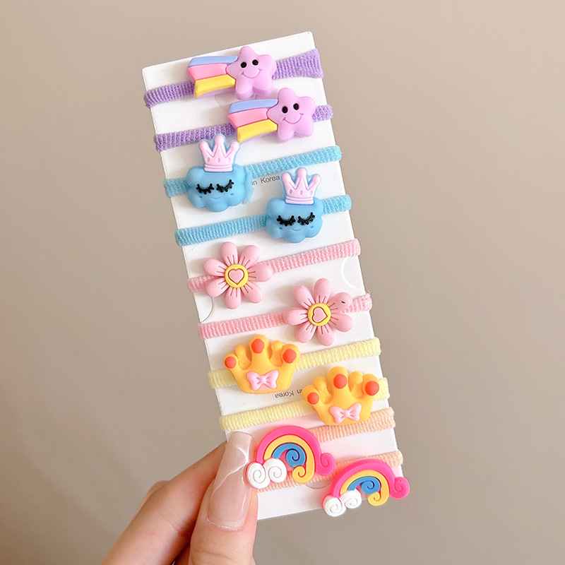 Los niños lindo pulgar accesorios para el cabello banda de pelo de dibujos animados color nueva banda de goma elástica alta cuerda de pelo no duele tocado de pelo cuerda de pelo
