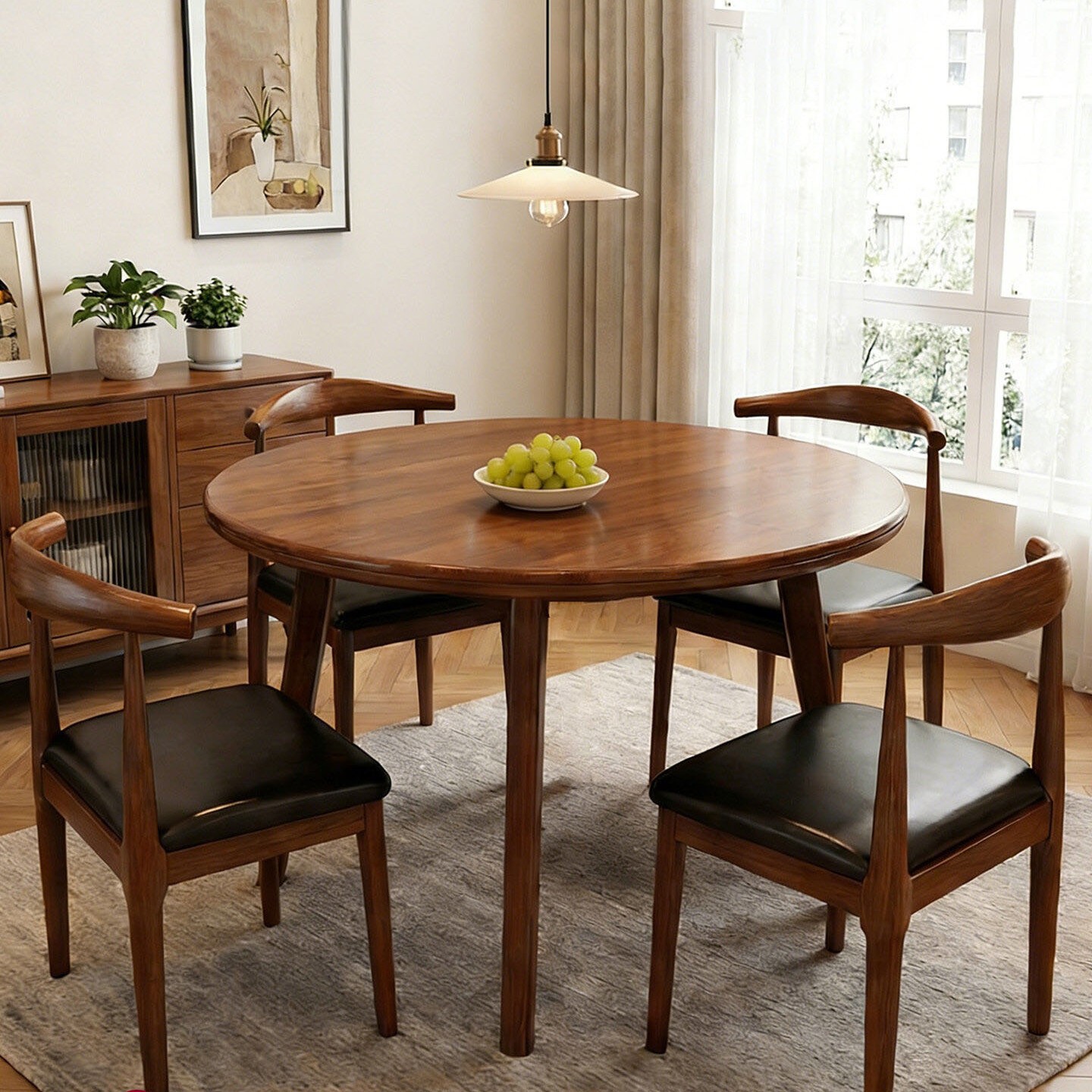 Mesa de negociación de mesa redonda pequeña de madera maciza y combinación de silla simple Recepción de oficina moderna mesa de ocio mesa de comedor en casa