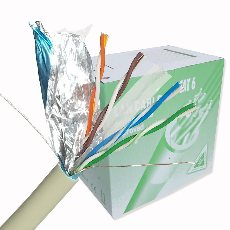 Factory Direct Sale of One Roll of 300.5m Copper-Clad Aluminum Indoor Category 6 Shielded High-Speed Network Cable for Routers, Mibeiji Color Factory Direct Sale of One Roll of 300.5m Copper-Clad Aluminum Indoor Category 6 Shielded High-Speed Network Cable for Routers, Mibeiji Color