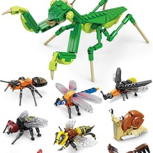 六一儿童节礼物昆虫积木男孩拼装玩具模型小颗粒动物拼图