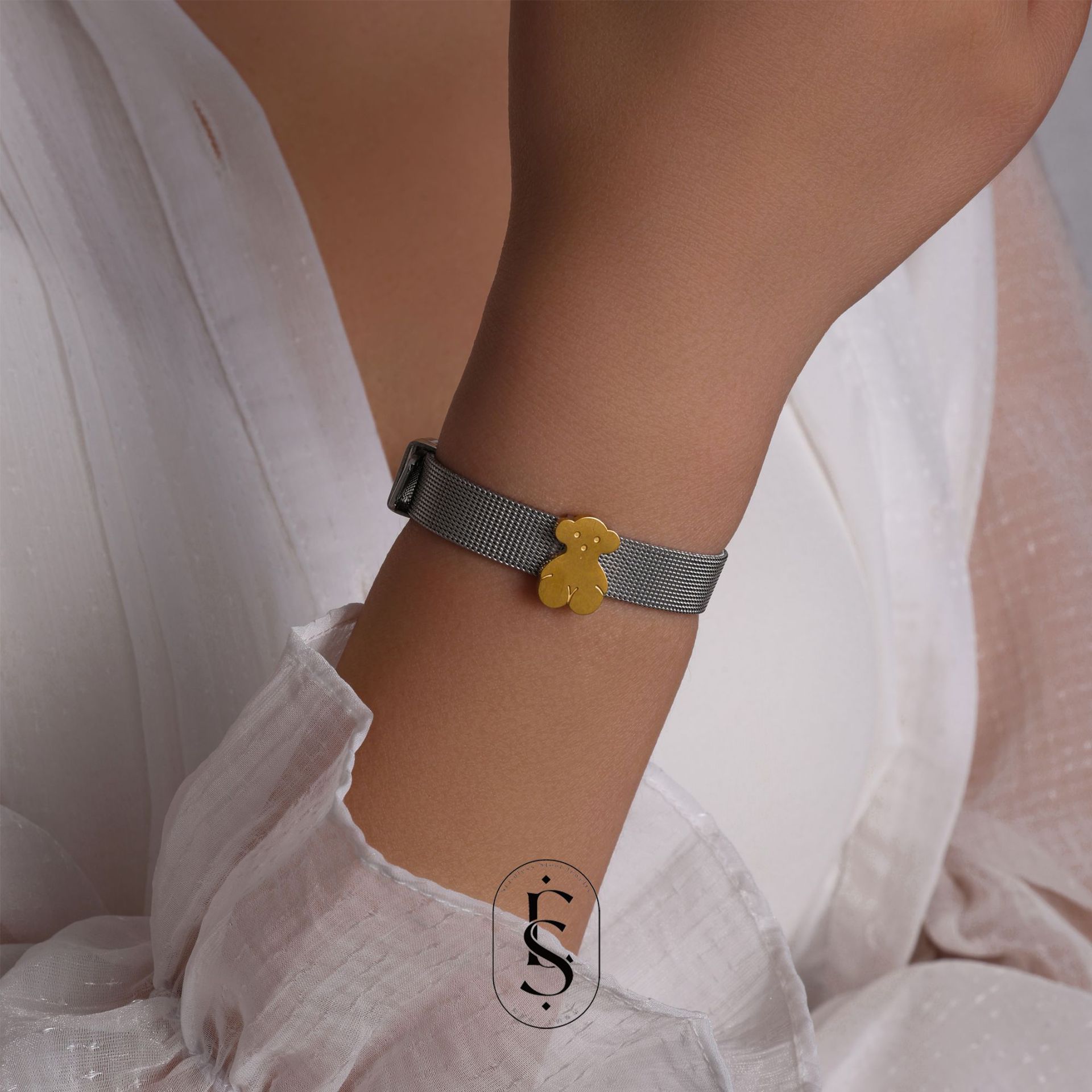 European and American best selling manufacturers wholesale stainless steel mesh bear mesh woven wrist strap adjustable fashion bracelet