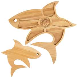 竹制鲨鱼托盘创意芝士奶酪板简约火锅丸子拼盘家用双面趣味砧板