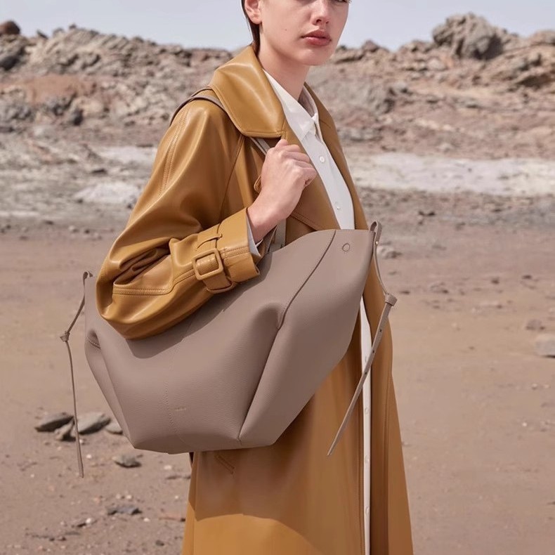 Bolso de cubo de cuero de vaca cyme bolso tote bolso de cercanías de gran capacidad