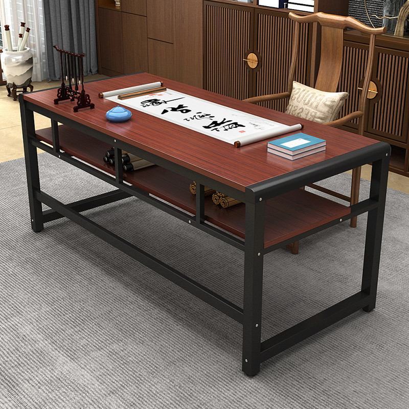 Calligraphy and painting table, simple double-layer home calligraphy desk, new Chinese-style office calligraphy table, living room computer desk