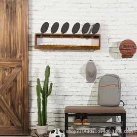 壁挂式乒乓球桨架木质乒乓球架展示架带球储物架展示架