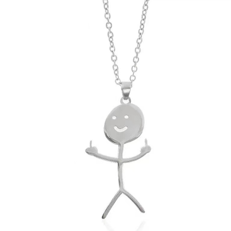 Collier en acier inoxydable tendance et mignon pour couple avec graffiti de dessin animé personnalisé et amusant_voghion.com