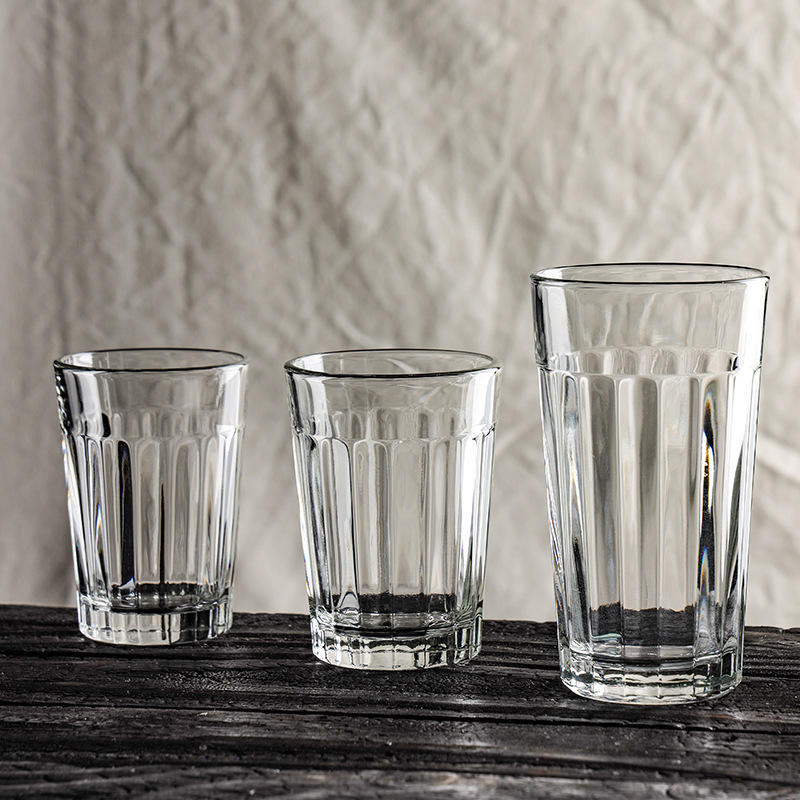 Glass European-style striped fresh commercial high temperature resistant water Cup restaurant Tea Cup bar juice drink beer glass