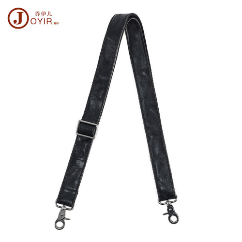 Black genuine leather crossbody strap, shoulder strap, backpack strap, unidirectional shoulder bag, adjustable strap, bag accessory