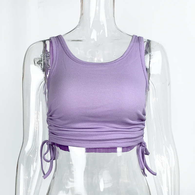 Chaleco corto ajustado con cordón y cuello redondo, estilo europeo y americano, tendencia de moda de Amazon para el verano de 2025. image 9