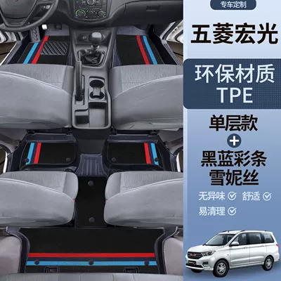 Universal Foot Pad | S3 Five-Seven Seat Wear-Resistant Tpe - first-three-rows-tpe-covered-door-sill-mats-black-and-blue-color-strips-hongguang-s