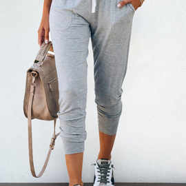 2021秋冬接头款修身松紧高弹官方图片外贸薄款打底裤运动裤