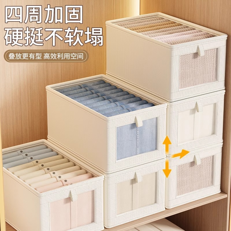 家用衣服布艺收纳箱牛津布开窗可视衣物带盖收纳盒大号阳台整理箱|undefined