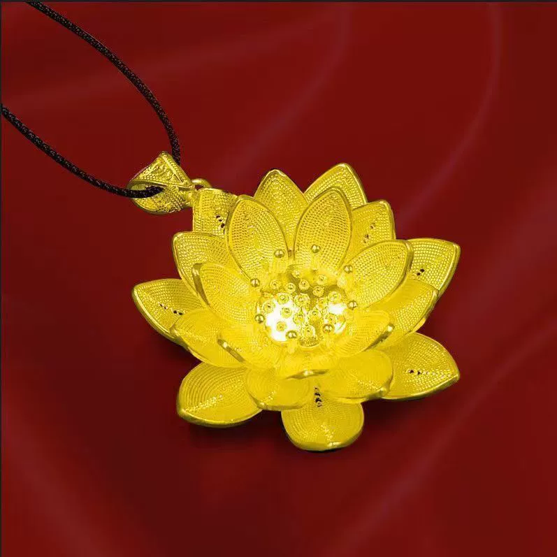 Древний французский песок золотой лотос классический кулон ожерелье женский ретро дикий лотос подвеска свитера цепи ювелирные изделия оптом