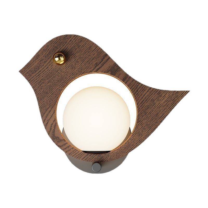 [Seleccionado cuidadosamente] Lámpara de pared de estilo antiguo, color nogal, lámpara decorativa para pájaros, habitación de los niños, lámpara de pared cálida, creativa y hermosa