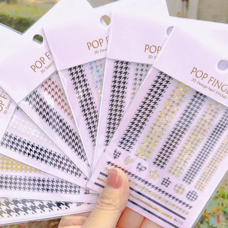 New houndstooth nail stickers cross-border e-commerce manufacturers in stock leopard houndstooth nail stickers Me112