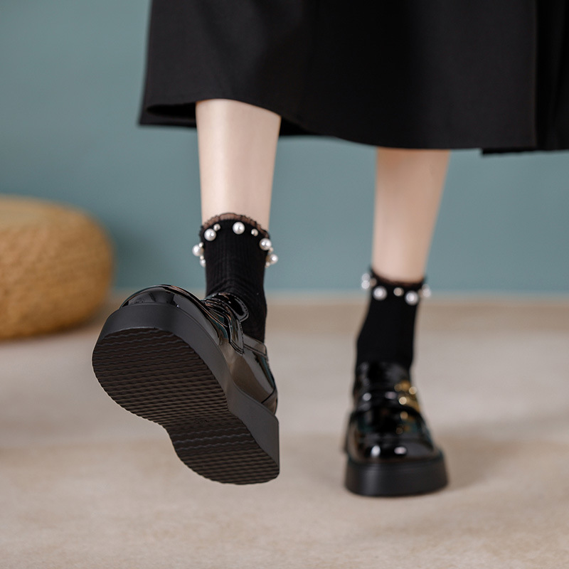 Small stature 33 size inside height increase small leather for women 2024 new women's thick soled black 100 pairs with_voghion.com