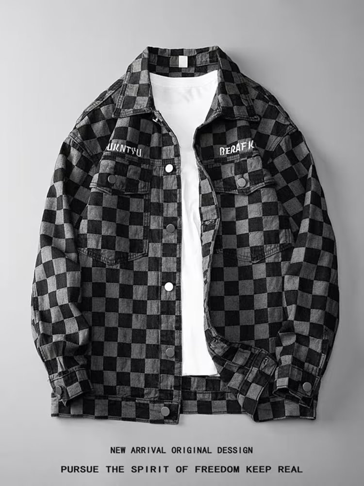 Denim Hoodie For Men Spring And Autumn Casual Printed Jacket_voghion.com