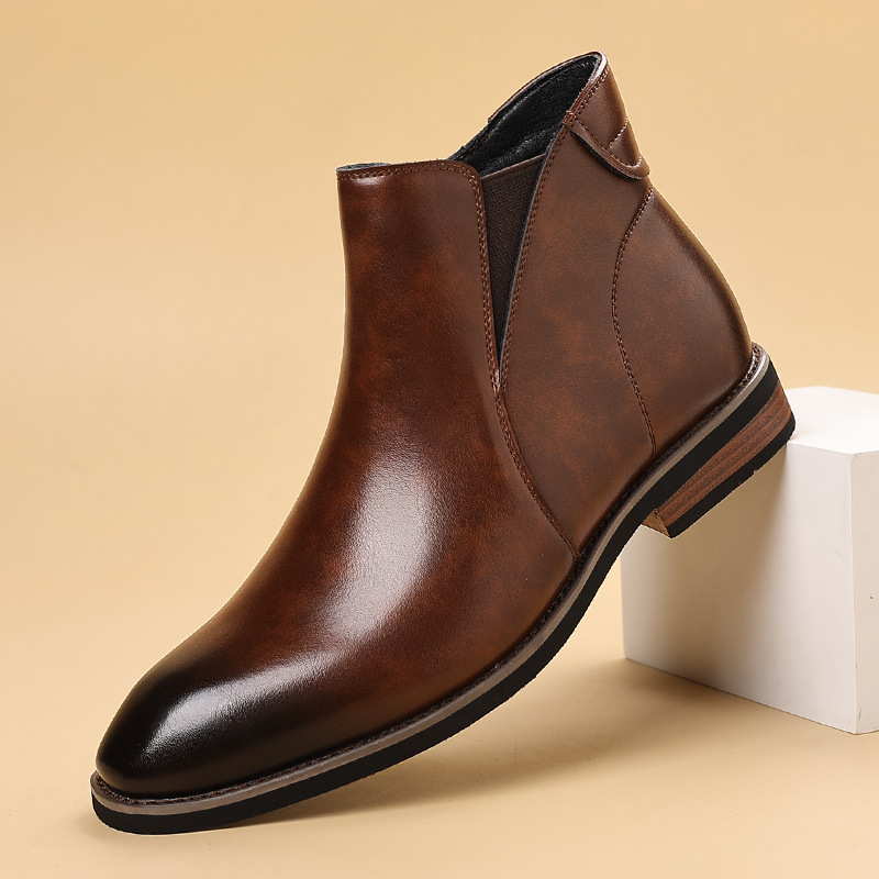 Chelsea Boots Men's Retro European and American British Style Fashion Men's Boots Plus Velvet Large Size Cross-Border Chelsea Boots Trendy Delivery