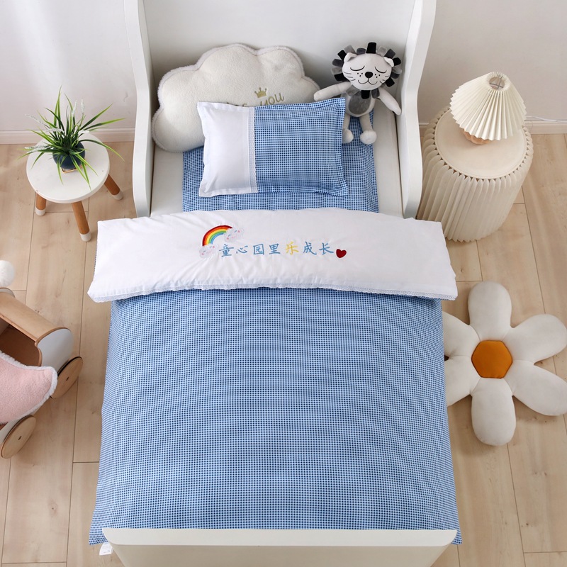 Wholesale kindergarten bed sheet quilt cover three-piece baby nap bedding six-piece embroidered kindergarten quilt