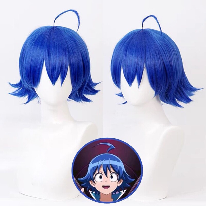 Classmate Iruma Is Obsessed with Suzuki Iruma's Navy Blue Silly Hair Style with Curled Short Hair Cosplay Wig Classmate Iruma Is Obsessed with Suzuki Iruma's Navy Blue Silly Hair Style with Curled Short Hair Cosplay Wig