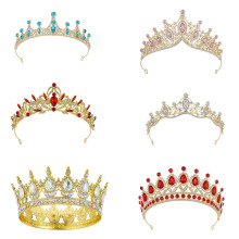 欧美新娘皇冠头饰发箍生日派对结婚婚纱手工水钻防滑梳头箍