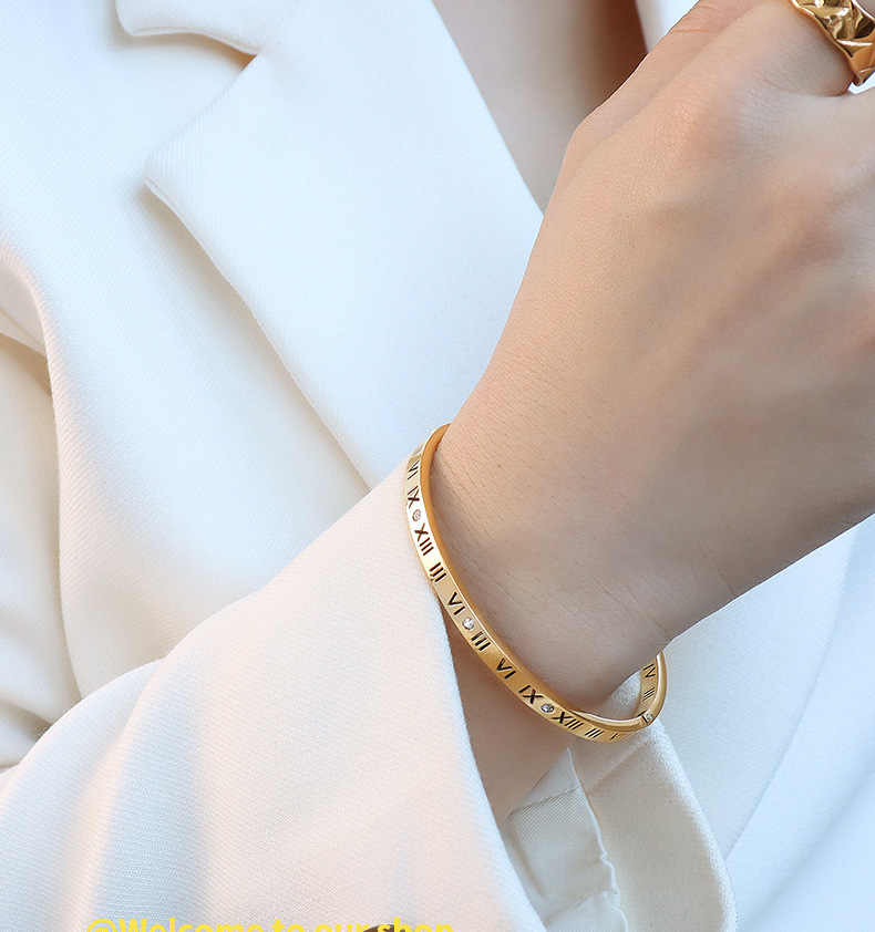 Neue Instagram-Modenische, vielseitiges digitales Diamant-Set, schmale Version, Armband aus Titanstahl, vergoldeter Schmuck für Frauen_voghion.com