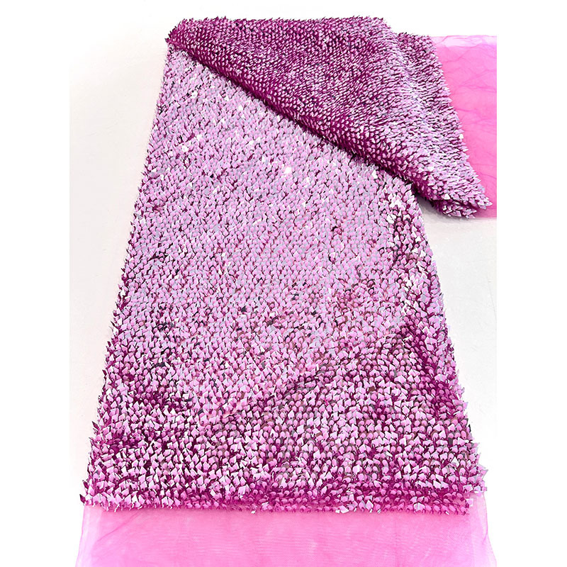 African Beaded Lace Fabric Lentejuelas bordado de lentejuelas tela de malla de escamas de la industria pesada
