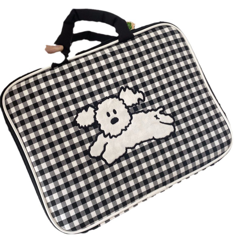 Corea del Sur tablero de cuadros de dibujos animados lindo bolsa de almacenamiento portátil ins11/13 pulgadas funda protectora