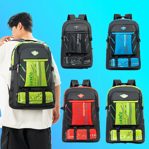 Cross-Border New Large-Capacity Travel Backpack Sports Hiking Outdoor Mountaineering Bag Going Out to Work Double Backpack Luggage Bag for Men