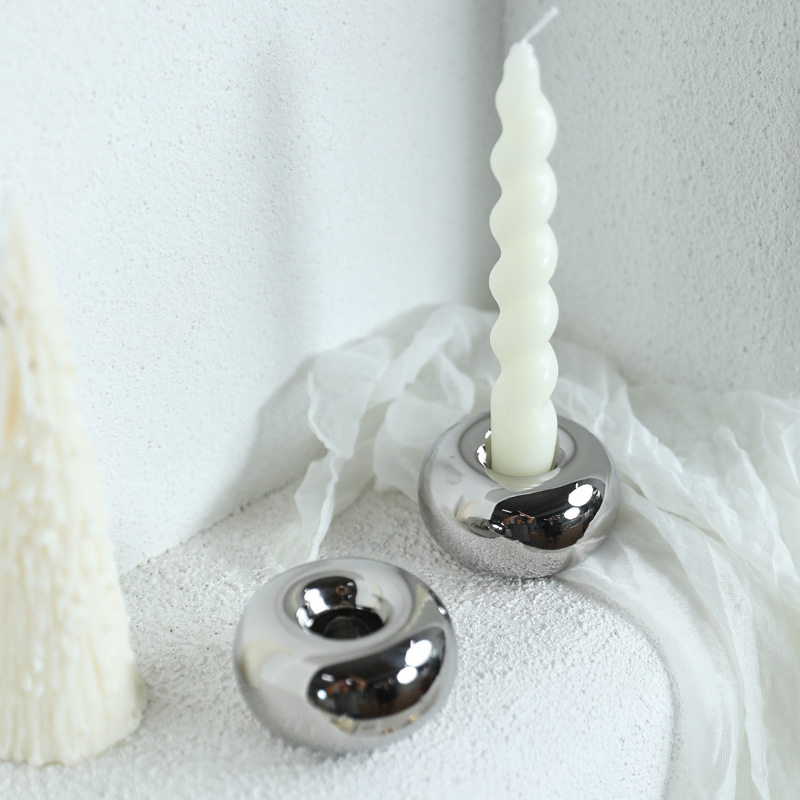 Decoraciones de candelabro de cerámica dorada y plateada moderna sala de estar atmósfera doméstica decoración de candelabro de mesa redonda