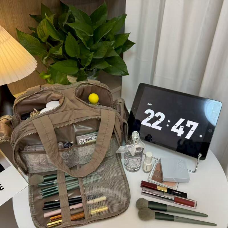 新款双宽开口化妆包大容量分区便携式女高颜值旅行必备洗漱收纳包|undefined